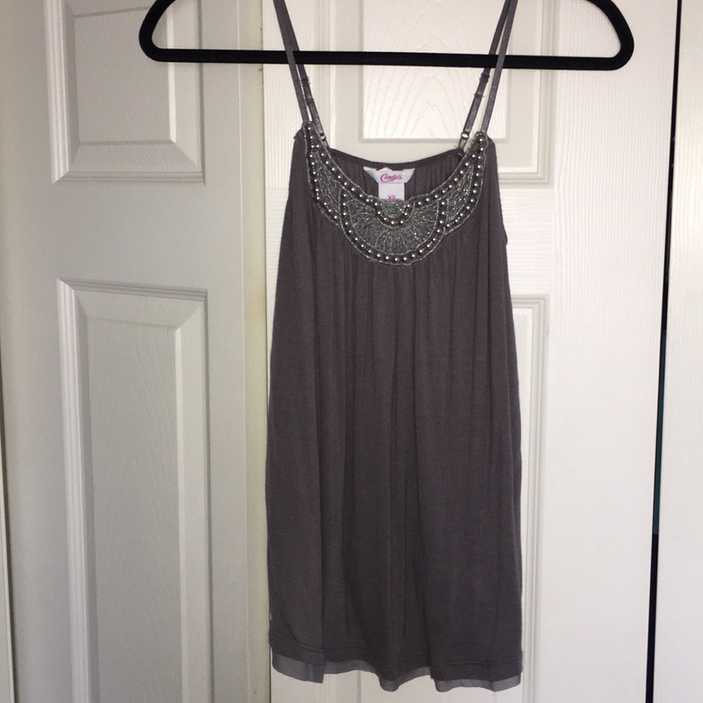 Candies Gray Beaded Tank Top